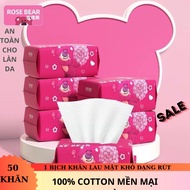 Combo 5 Gói Khăn Giấy Khô Đa Năng ROSE BEAR Gấu Hồng - Dùng 1 Lần - Bông COTTON Tự Nhiên Gia Dụng Số