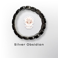 Silver Obsidian Bangle