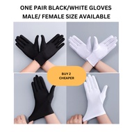 Sarung Tangan Kain Hitam Putih Black White Hand Glove Cotton Jewellery Jewelry Fashion Butler Muslim