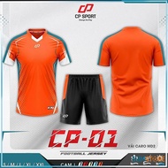 CP-01 Orange Sportswear - High Quality Checkered Fabric Sports Shirt