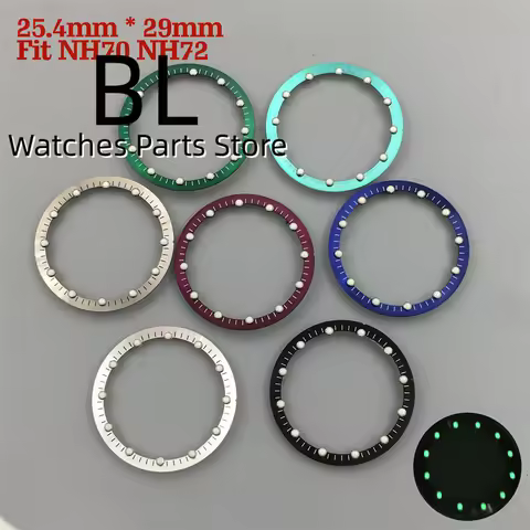 BLIGER Black Green Blue 29mm*25.4mm Watch Dial for NH70 NH72 Movement Skeleton Hollow Dial Ring Lumi