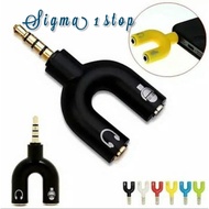 AUDIO JACK SPLITTER U SHAPE 2in1 MIC CLIP ON & AUDIO JACK 3.5mm AUDIO CONNECTOR SPLITTER 3.5mm to AU