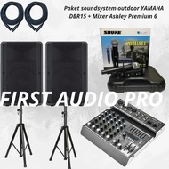 terlaris Paket 3 soundsystem outdoor YAMAHA DBR15 + Mixer Ashley