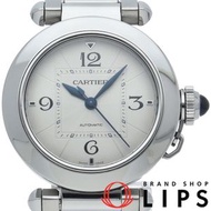 二手卡地亞 Pasha de Cartier 35毫米腕錶，型號WSPA0013，不鏽鋼材質，男士腕錶，銀色錶盤，拋光處理，品相極佳。