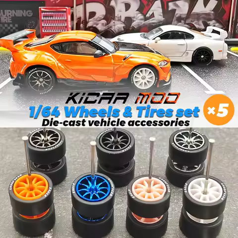 1/64 Wheels with Detachable Rubber Tires Ten Spokes 10.7mm for Model Cars Refiting Parts for Hotwhee