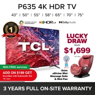 TCL P635 Google TV | 43 50 55 58 65 75 inch | 4K Smart TV | HDR 10 | Dolby Audio | HDMI 2.1