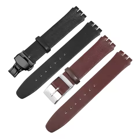 For Swatch SYXS116 GB274/GN239/GB294/287 Ultra-thin Plain Cowhide Genuine Leather Watch Strap 17mm B