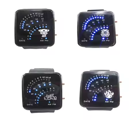 Brdwn HITMAN REBORN Miku Fire Qiaoba Shugo Chara! Fan-Shaped Pattern Square Cosplay Wrist Watch Prop