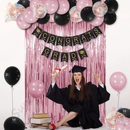 27pcs Graduation Decoration Set Congratulations Balloon Congrats Grad Banner Foil Curtain Decoration