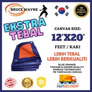 EKSTRA TEBAL 12X20 FT Blue Orange Waterproof Canvas Canopy,PE Tarpaulin Kanvas Khemah,Kolam,Tutup Kereta Lori, Camping