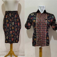 Couple Donla Short Plisket Skirt and Short Sleeve Batik Shirt for Men