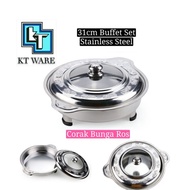 KT WARE STAINLESS STEEL BUFFET SET PARTY SET BUFFET TRAY CHAFING DISHS BUFFET EMBOSSED GLASS COVER B
