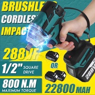22800mAh 288VF Electric Impact Wrench 1/2 LithiumIon Battery 6200rpm 800 N.M Torque 110240V