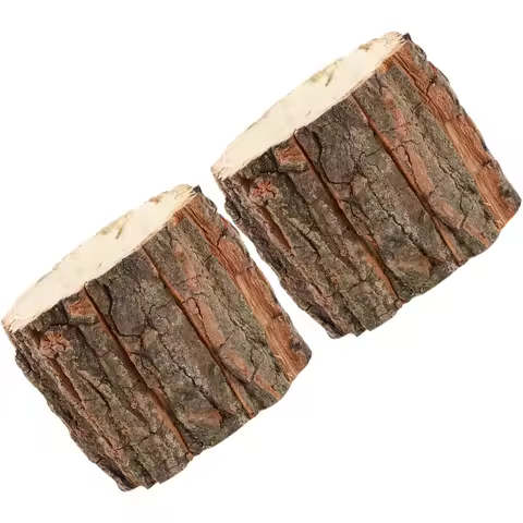2 Pcs Bark Flower Bucket Planter Planters Holder Outdoor Stump Like Pot Terrarium Tree Container Bar