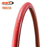 CST ยางจักรยานเสือหมอบน้ำหนักเบามากปี700x23C อุปกรณ์เสริมจักรยานยางบินแล้วสีแดง23-622