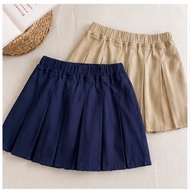 CV222 - SHORT OVER THE KNEE KAKI SKIRT IN 2 COLORS CHARCOAL BLUE AND BROWN