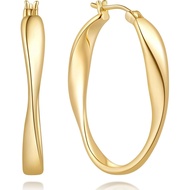 Women Women's Gold Hoop Earrings 14K Gold Earrings Women's Hoop Earrings Twist Hoop Earrings Women's