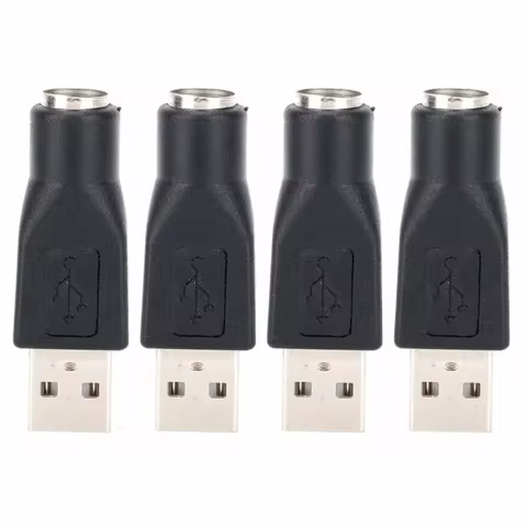 4PCS 6Pin USB to for PS2 Adapter Plug and Play Black for PS/2 to USB Converter for PS2 Mouse Adapter