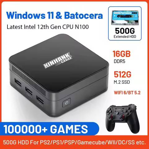 Super Console KP100 Mini PC Intel N100 16GB DDR5 & 512G SSD Batocera 100000+ Retro Games For PS3/PS2