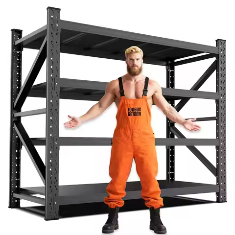 48''W Garage Shelving Heavy Duty, Metal Garage Shelves, 7000LBS Storage Shelves 4 Tier Adjustable St