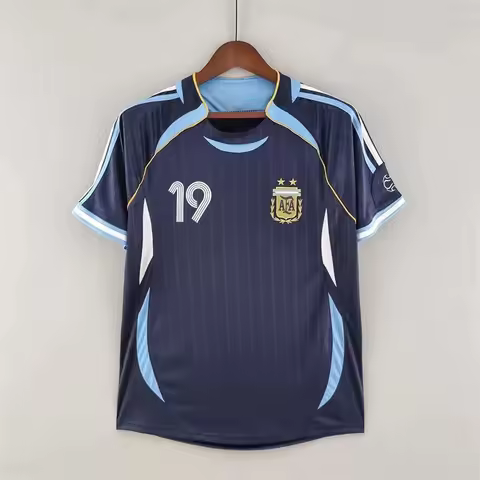Summer Men's Clothing Argentina Away 2006 Retro Football Jersey Breathable Quick Dry Elastic Casual