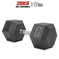 ดัมเบล หกเหลี่ยม หุ้มยาง 20KG (1 ข้าง) HEX Dumbbell - เครื่องออกกำลังกาย แบรนด์ IRONTEC