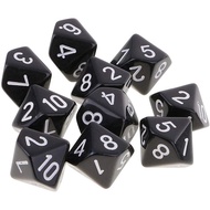 10PCS Polyhedral D10 Dice Acrylic 10 Sided Game Dice for RPG MTG DND Dice Table Games (Black)
