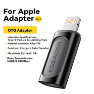 Essager 3A ตัวแปลง OTG Lightning Female To Type-C USB2.0 480Mbps Type-C ตัวเมียเป็น Lightning ตัวผู้อะแดปเตอร์สำหรับ iPhone 15 14 13 Pro Max Plus iPad Macbook Type C ถึง L Converter