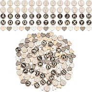 SUNNYCLUE 1 Box 142Pcs Metal Heart Beads Gold Letter Bead Bulk Alloy Silver 4x8mm Initial Alphabet A