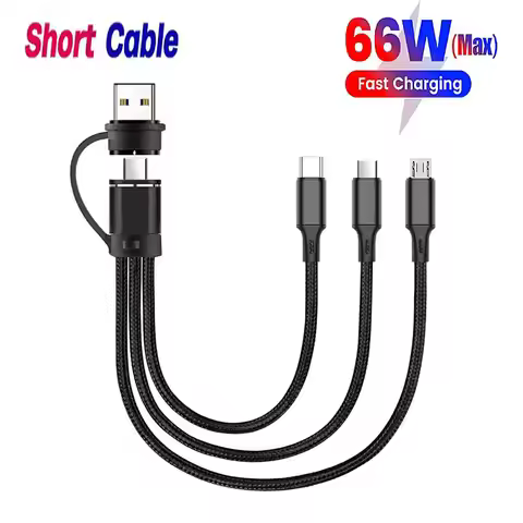 30cm Short USB C to Multi Charge Cord 5 4 3 in 2 For iPhone 15 14 13 11 Pro Fast Charge Micro USB Ty
