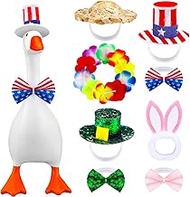Shinylin 8 Set Cute Combination 7 Inch Desk Goose Outfits Christmas Tree Snowman Santa Mini Porch Go