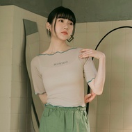 OB Stretch Contrast Color Piping Short Top < AB19411 > Japanese Style/Large Size// Women's Clothing