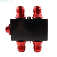 #ROYALLADY#Aluminum Oil Cooler Thermostat Sandwich Plate 10.18x6.3x3.9CM with 10AN Fittings