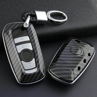 Carbon Fiber Look Remote Car Key Fob Cover Case Hard Shell Holder with Chain For BMW BMW F10 F20 F30