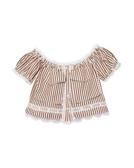 Kloset Design Lace Ribbon Seersucker Blouse (LS2-25-T002) เสื้อเบลาซ์