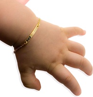 Baby Name Bar ID Bracelet Gold Plated Personalized Baby Gifts 16k Gold Dainty Hand Stamp Customized 