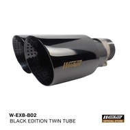 Works Engineering Black Edition B2 Exhaust Pipe Muffler Double Tip End Pipe – Universal Double Twin