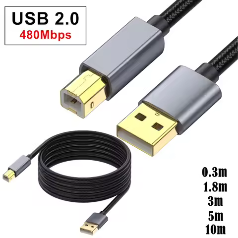USB Printer Cable,USB 2.0 Type A Male to B Male Scanner Cord High Speed for HP, Canon, Dell, Epson,