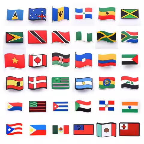 Country Different Flag Shoes Charms Designs SOFT Shoes Decoration Charms Soft PVC Shoe Accessories F