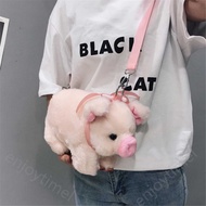 Rosa Pink Cute Fluffy Pink Pig Bag Women Cartoon Pig Sling Bag Fluffy Animal Crossbody Bag Shoulder 