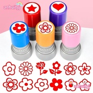 LANJ Flower Stamp, Plastic Random DIY Drawing Toy, Handcraft Self Inking Cartoon Teacher Review Stam