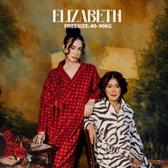 [MAX 90KG] ELIZABETH Women Cotton Bath Robe Wanita Free Plus Size Oversized Printed Checkered Baju M