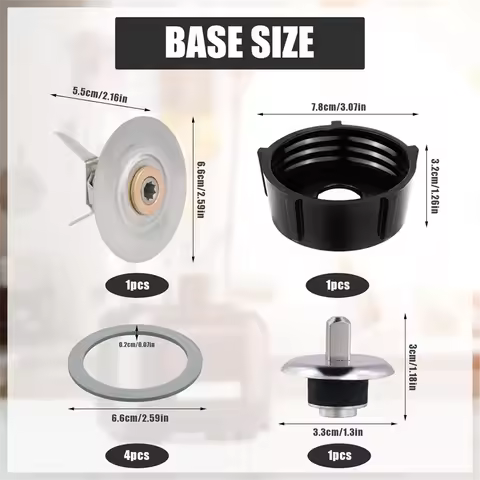 M08K 7Pcs Blender Replacement Parts for Oster, Blender Ice Blade with Jar Base Cap, Accessories for 