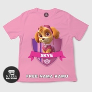 Children's T-Shirt Custom Cartoon Paw Patrol Skye Unisex Shirt Premium Material Cotton Combed 30s