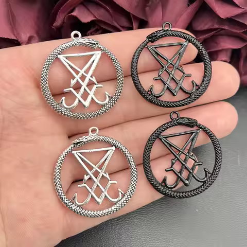 4pcs 35*37mm Lucifer Sigil Pendants, Ouroboros Pendant, Satan Charm, Satanic,Lucifer Devil Symbol,DI