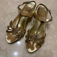 Dior 36.5金色跟鞋/涼鞋