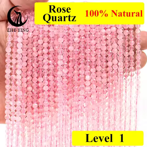 Zhe Ying Natural Faceted Rose Quartz 4mm Beads Amazonite Aventurine Beads for Jewellery Making DIY B