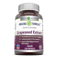 Amazing Formulas Grapeseed Extract Supplement | 100 Mg Per Serving | 120 Veggie Capsules | Non-GMO |