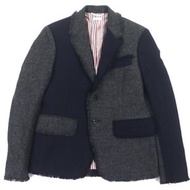 成色極佳 ▼ THOM BROWNE ブラウン MJC159T-03793035 100%羊毛流蘇單排扣修身西裝外套，海軍藍/灰色，1碼，日本製造，正品，男士