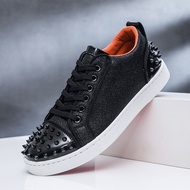 2026 Red Sole Men's Casual Shoes Rivet Sneakers Men's Shoes Fashionable Spirit Guy Trendy Shoes